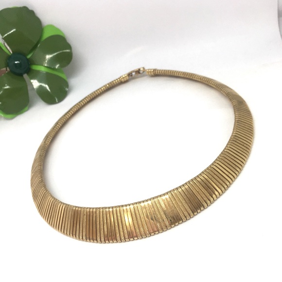 vintage jewelry Jewelry Vtg Chunky Runways Gold Plate Collar
